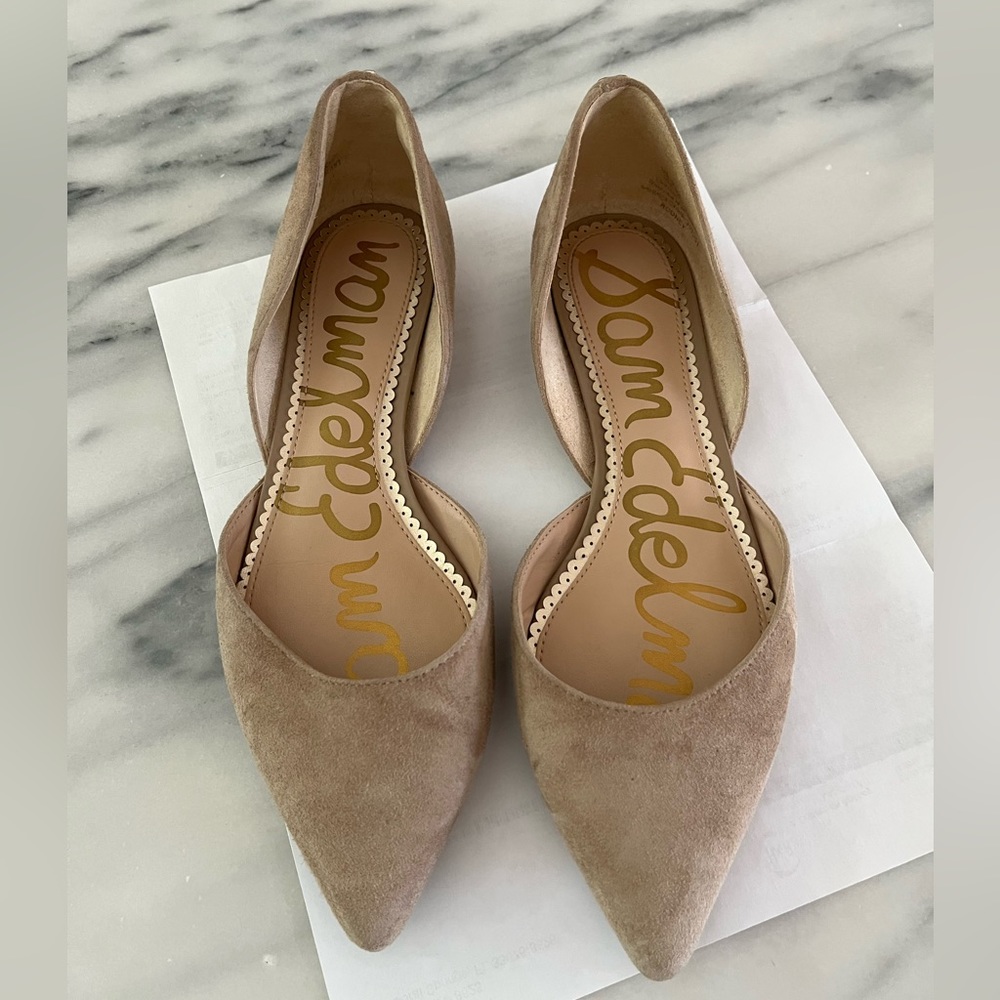 Tan Suede Pointed Toe Flats